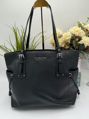 Michael Kors Jet Set Large 3-Way East West Tote Black Saffiano Leather